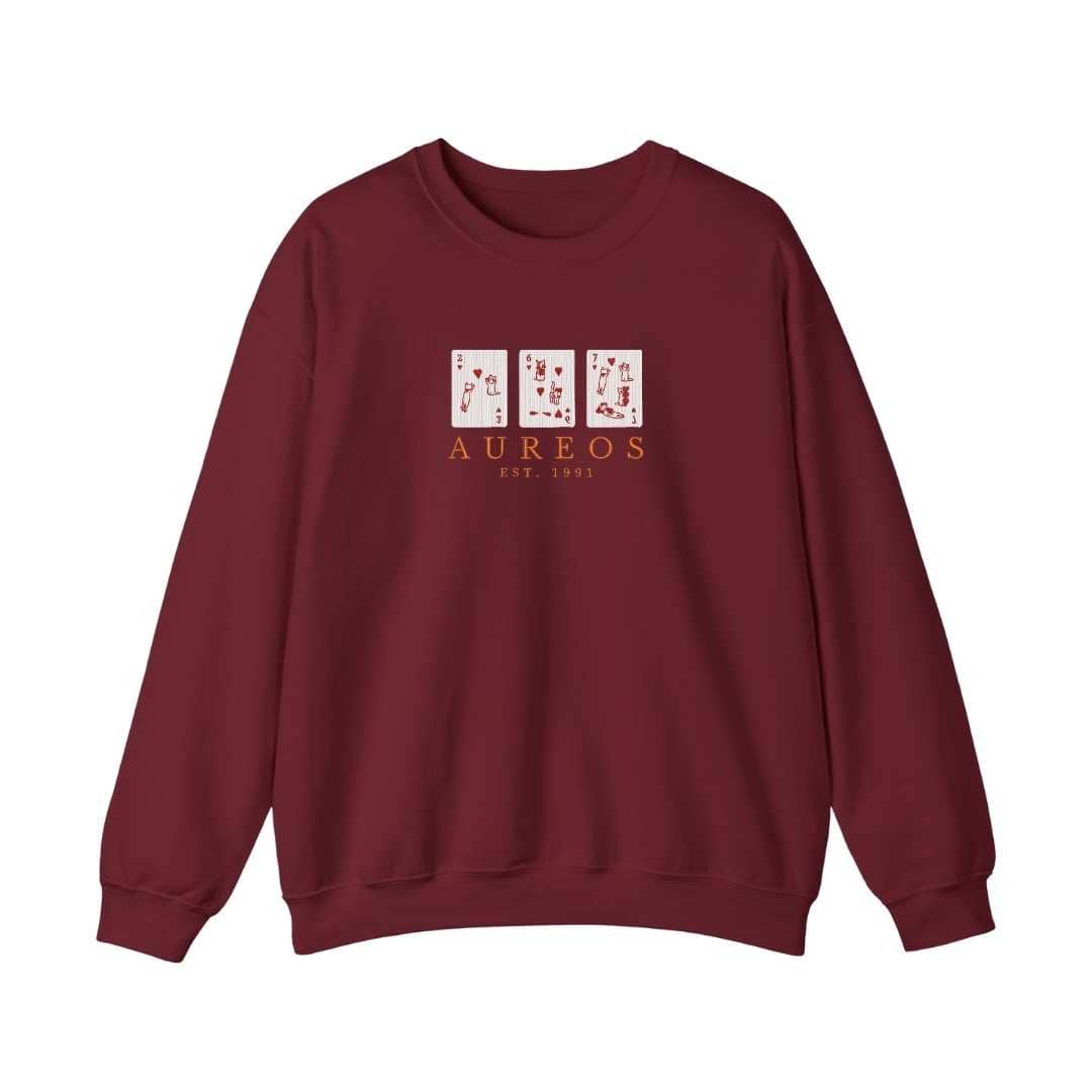 Sudadera cuello redondo mezcla pesada con Bordado "Corazones y gatitos"