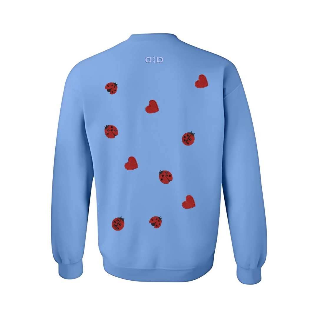 Sudadera cuello redondo mezcla pesada con Bordado "Catarinas y corazones"