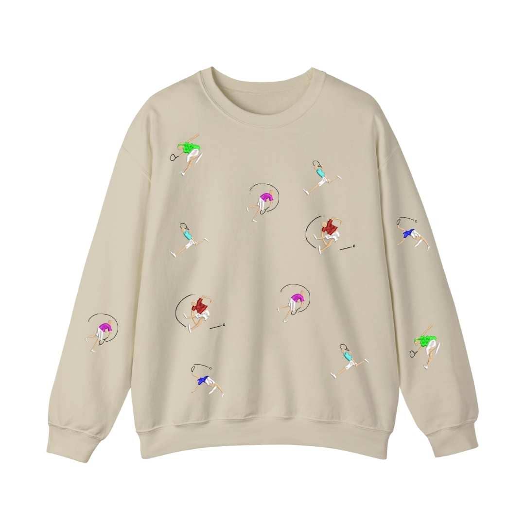 Sudadera cuello redondo mezcla pesada con Bordado "Mini players II"