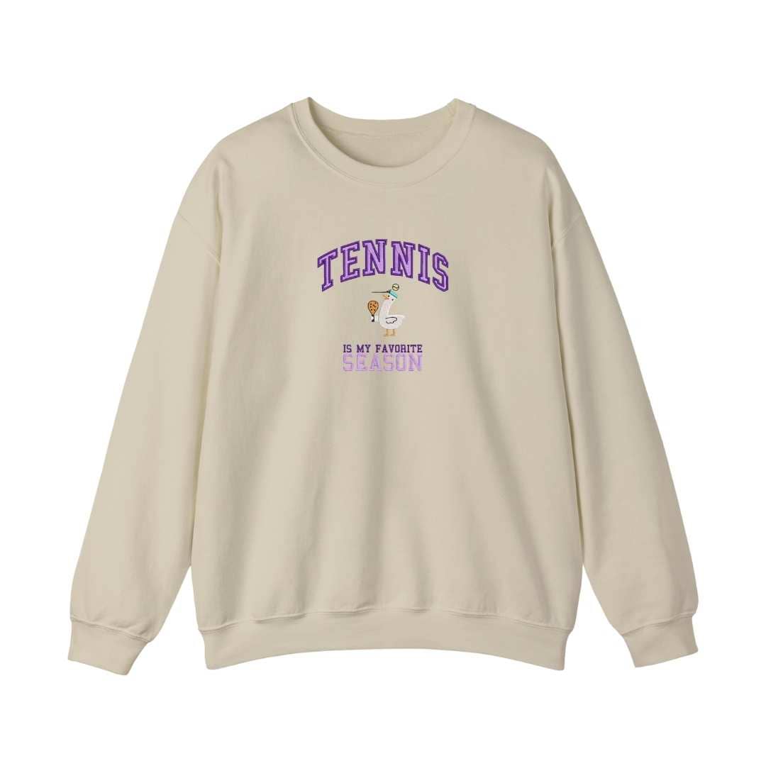 Sudadera cuello redondo mezcla pesada con Bordado "Tennis goose"